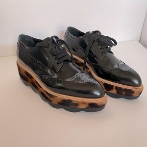 Prada Animal Print Platform Oxfords